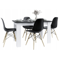 Stół kuchenny 120x80 Czarny + Białe Nogi + 4 krzesła Skandynawskie Milano Czarne