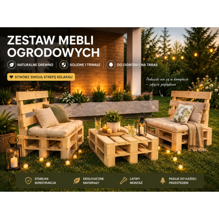Meble ogrodowe paletowe drewniane Zestaw - Ławka 120x60