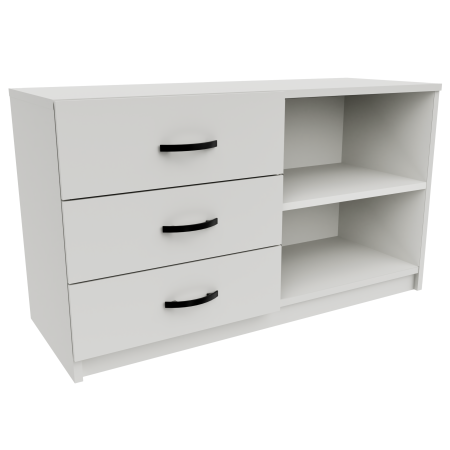Komoda do salonu 110 cm 3 Szuflady + Półka Biała U-C
