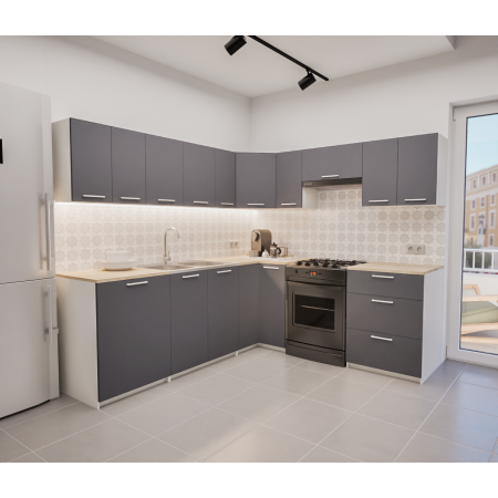 Zestaw mebli kuchennych 230x210 cm Bolonia Antracyt UA