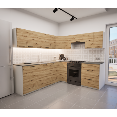 Zestaw mebli kuchennych 230x210 cm Bolonia Dąb Artisan UC