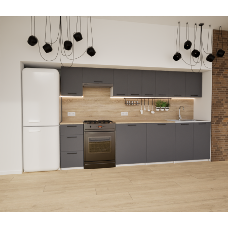 Zestaw mebli kuchennych 300 cm Filadelfia Antracyt UC
