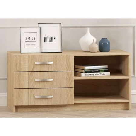Komoda do salonu 110 cm 3 Szuflady + Półka Dąb Sonoma