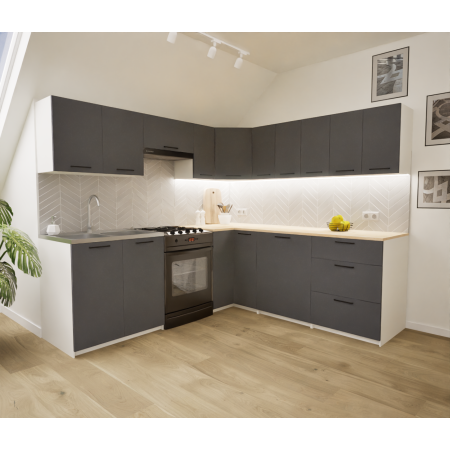 Zestaw mebli kuchennych 230x210 cm Korfu Antracyt UC