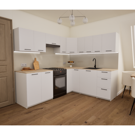 Zestaw mebli kuchennych 230 x190 cm Kreta Biały UC