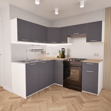 Zestaw mebli kuchennych 170x190 cm Nantes Antracyt UA