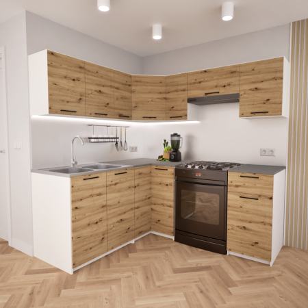 Zestaw mebli kuchennych 170x190 cm Nantes Dąb Artisan UC