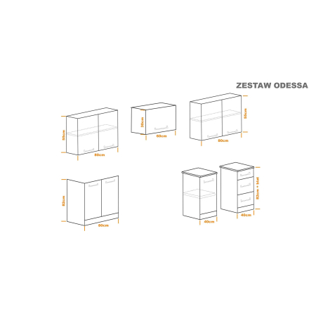 Zestaw mebli kuchennych 220cm Odessa Antracyt UC