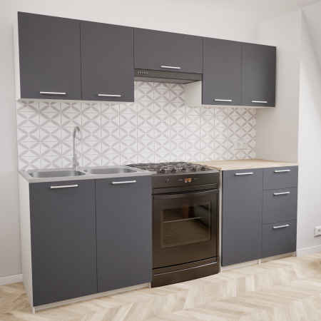 Zestaw mebli kuchennych 220cm Odessa Antracyt UA