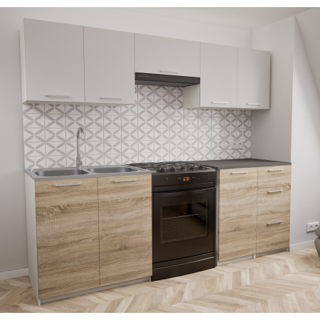 Zestaw mebli kuchennych 220cm Odessa Sonoma+Biały UA