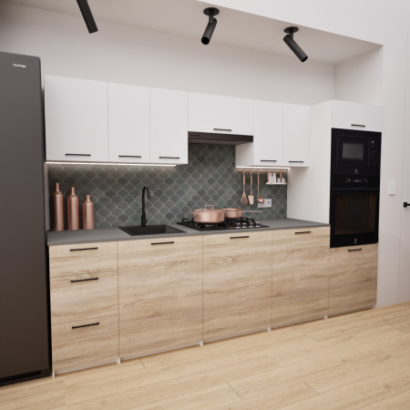 Zestaw mebli kuchennych 280 cm Pensylwania Sonoma+Biały UC