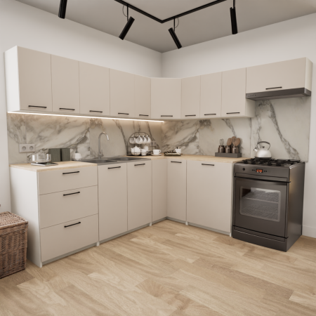 Zestaw mebli kuchennych 230x210 Rodos Biały Mat UC