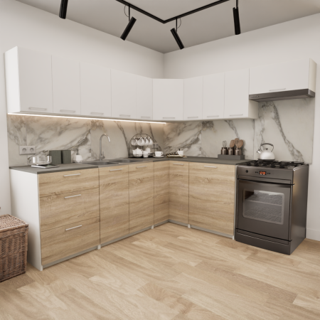Zestaw mebli kuchennych 230x210 Rodos Sonoma+Biały UA