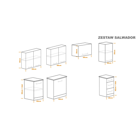 Zestaw mebli kuchennych 220cm Salwador Craft UA