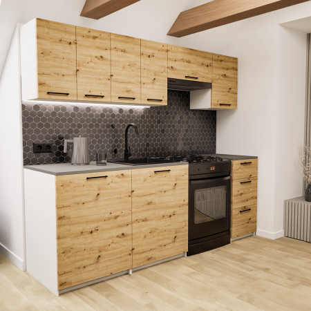 Zestaw mebli kuchennych 220cm Salwador Dąb Artisan UC
