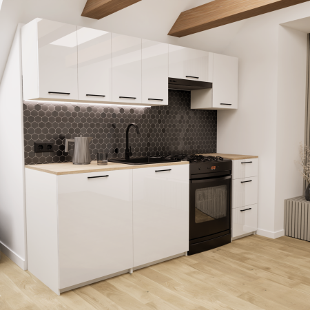 Zestaw mebli kuchennych 220cm Salwador Biały Połysk UC