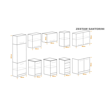 Zestaw mebli kuchennych 300 cm Santorini Kaszmir UC