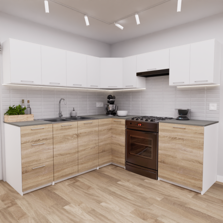 Zestaw mebli kuchennych 210x210 Atlanta Sonoma+Biały UA