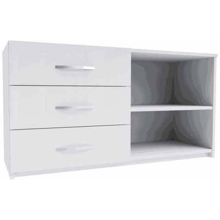 Komoda do salonu 110 cm 3 Szuflady + Półka Biała