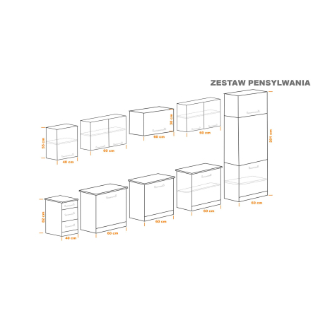 Zestaw mebli kuchennych 280 cm Pensylwania Dąb Artisan UC